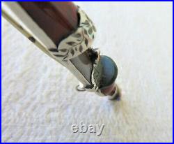 Lge Antique Victorian Scottish Silver, Cairngorm & Agate Dirk Brooch / Kilt Pin