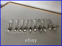 Lot Of 10 Early Scottish Hallmarked Sterling Silver Spoons (144g Combined)