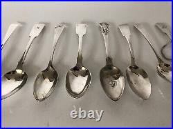 Lot Of 10 Early Scottish Hallmarked Sterling Silver Spoons (144g Combined)