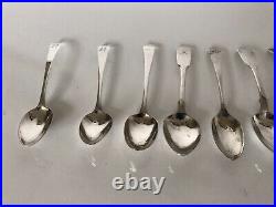 Lot Of 10 Early Scottish Hallmarked Sterling Silver Spoons (144g Combined)