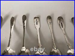 Lot Of 10 Early Scottish Hallmarked Sterling Silver Spoons (144g Combined)