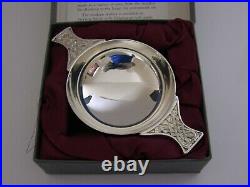 MINT SCOTTISH BOXED SOLID STERLING SILVER WHISKY CUP QUAICH CUP 1995 72g CELTIC