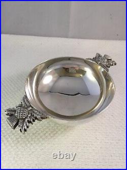 Mappin and Webb Edinburgh Sterling Silver Quaich Thistle Handles 1993 120.4 gr