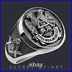 Masonic Ring Freemason AASR Silver 925 Scottish rite 32rd degree Ancient Free