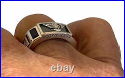 Men's 8mm 0.925 Sterling Silver Scottish Rite Synthetic Sapphire Masonic Ring