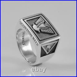 Men's Heavy 0.925 Sterling Silver Freemason Scottish Rite Ring Band