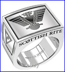 Men's Scottish Rite 0.925 Sterling Silver Freemason Masonic Ring Sizes 8 to 14