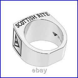 Men's Scottish Rite 0.925 Sterling Silver Freemason Masonic Ring Sizes 8 to 14