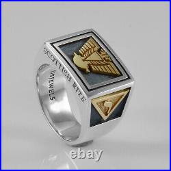 Men's Scottish Rite 0.925 Sterling Silver and 14k Yellow Gold Masonic Ring