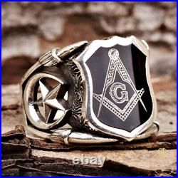 Mens Custom Scottish Rite Masonic Rings For Men Freemason Silver Mason Jewelry