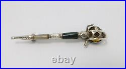 Mens Sword Brooch Paste Citrine Scottish Agate Sterling Silver Vintage Kilt Pin