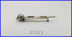 Mens Sword Brooch Paste Citrine Scottish Agate Sterling Silver Vintage Kilt Pin