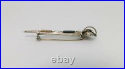 Mens Sword Brooch Paste Citrine Scottish Agate Sterling Silver Vintage Kilt Pin