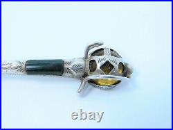 Mens Sword Brooch Paste Citrine Scottish Agate Sterling Silver Vintage Kilt Pin