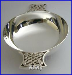 Mint Scottish Solid Sterling Silver Celtic Whisky Quaich Cup 1997 Arts & Crafts