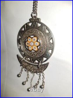 Modernist scottish celtic Caithness Millefiori Sterling Silver Necklace Pendant