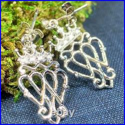 NEW Solid Sterling Silver Luckenbooth Post Earrings Scotland Scottish Bridal 925