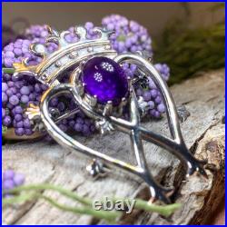 NEW Sterling Silver Scottish Amethyst Luckenbooth Brooch Bride Pin Scotland 925