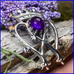 NEW Sterling Silver Scottish Amethyst Luckenbooth Brooch Bride Pin Scotland 925
