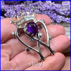 NEW Sterling Silver Scottish Amethyst Luckenbooth Brooch Bride Pin Scotland 925