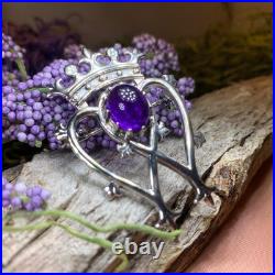 NEW Sterling Silver Scottish Amethyst Luckenbooth Brooch Bride Pin Scotland 925