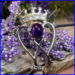 NEW Sterling Silver Scottish Amethyst Luckenbooth Brooch Bride Pin Scotland 925