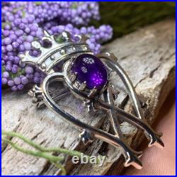 NEW Sterling Silver Scottish Amethyst Luckenbooth Brooch Bride Pin Scotland 925
