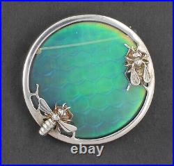 NORMAN GRANT Hologram Bee Honeycomb Brooch Hallmark Scottish Sterling Silver