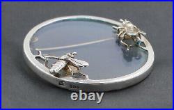 NORMAN GRANT Hologram Bee Honeycomb Brooch Hallmark Scottish Sterling Silver