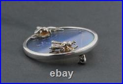 NORMAN GRANT Hologram Bee Honeycomb Brooch Hallmark Scottish Sterling Silver