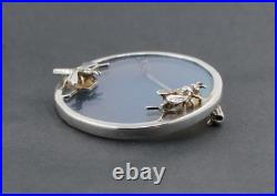 NORMAN GRANT Hologram Bee Honeycomb Brooch Hallmark Scottish Sterling Silver