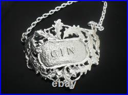 New Cast Scottish Sterling Silver GIN Decanter Label (boxed) Dart Silver Ltd