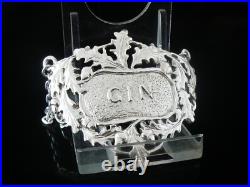 New Cast Scottish Sterling Silver GIN Decanter Label (boxed) Dart Silver Ltd