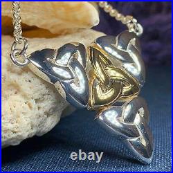 New Solid Sterling Silver Trinity Knot Necklace Irish Scottish Peter Stone 925