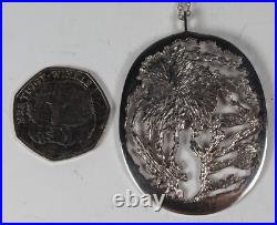 Norman Cherry, Sterling Silver Textured Pendant on Chain, Scottish 1978