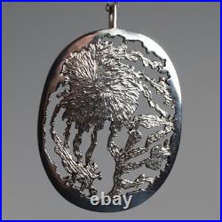 Norman Cherry, Sterling Silver Textured Pendant on Chain, Scottish 1978