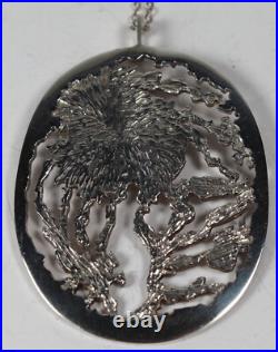 Norman Cherry, Sterling Silver Textured Pendant on Chain, Scottish 1978
