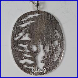 Norman Cherry, Sterling Silver Textured Pendant on Chain, Scottish 1978