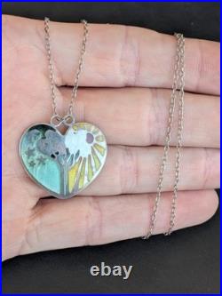 Norman Grant Night And Day Sterling Silver Enamel Heart Pendant Scottish