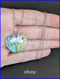 Norman Grant Night And Day Sterling Silver Enamel Heart Pendant Scottish