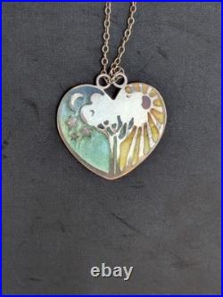 Norman Grant Night And Day Sterling Silver Enamel Heart Pendant Scottish