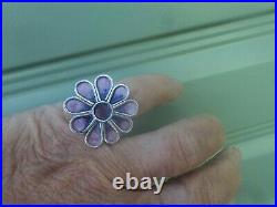 Norman Grant Scottish Stg Silver Enamel Floral Ring h/m 1971 Edinburgh size M/N