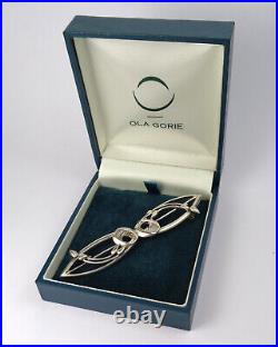 OMG RARE Ola Gorie Hallmarked Edinburgh 1989 Scottish Silver Scarf Brooch in Box