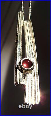 Ola Gorie 925 Silver Woodwick Pendant 18 Chain Rhodolite Scottish