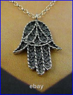 Ola Gorie Khamsa Sterling Silver Pendant Two Chains Scottish