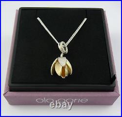 Ola Gorie Mixed Metal Clova Pendant Silver & 9ct Yellow Gold Chain Scottish