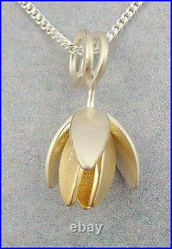 Ola Gorie Mixed Metal Clova Pendant Silver & 9ct Yellow Gold Chain Scottish