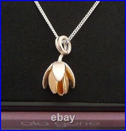 Ola Gorie Mixed Metal Clova Pendant Silver & 9ct Yellow Gold Chain Scottish