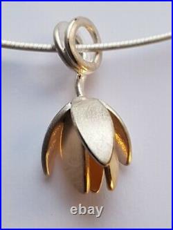 Ola Gorie Mixed Metal Clova Pendant Silver & 9ct Yellow Gold Chain Scottish