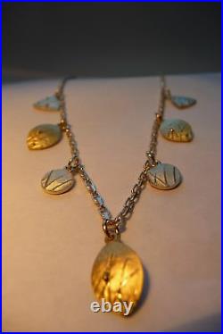 Ola Gorie Mixed Metal Clova Pendant Silver & 9ct Yellow Gold Chain Scottish